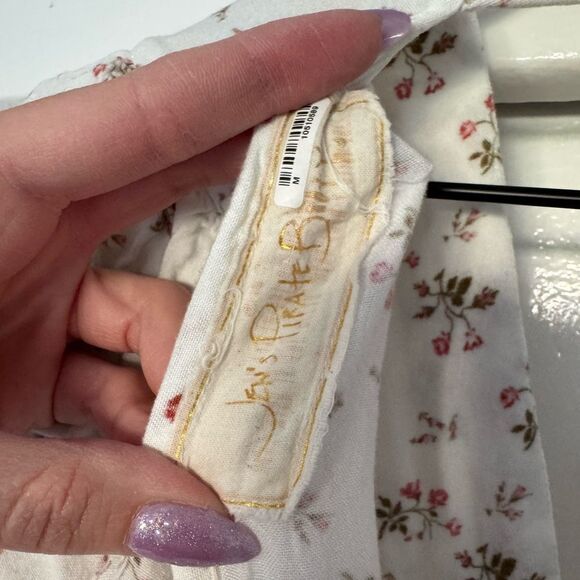 Jen's Pirate Booty Petit Floral Cream Puff Sleeve Dress Medium - Picture 8 of 9